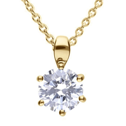 Diamonfire Yellow Gold Plated 2ct Cubic Zirconia 6 Claw Necklace