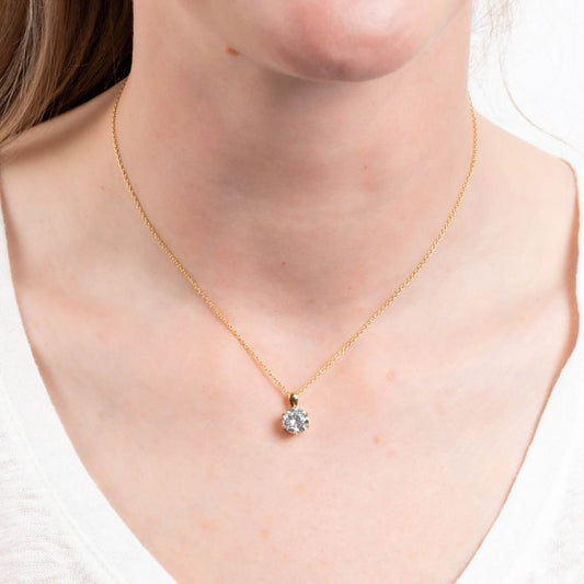 Diamonfire Yellow Gold Plated 2ct Cubic Zirconia 6 Claw Necklace