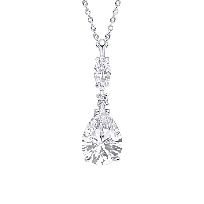 Diamonfire Sterling Silver Oval Teardrop Cubic Zirconia Necklace