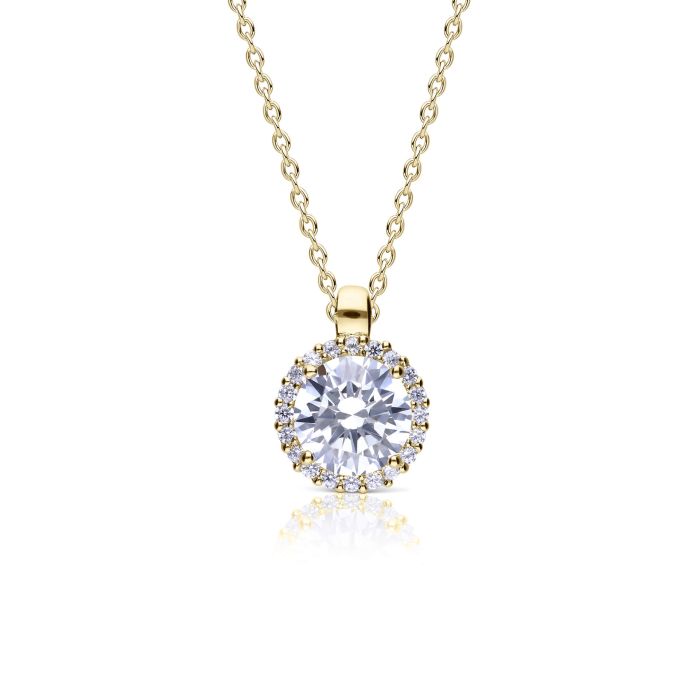 Diamonfire Yellow Gold Plated Cubic Zirconia Cluster Necklace