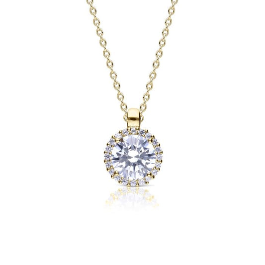 Diamonfire Yellow Gold Plated Cubic Zirconia Cluster Necklace
