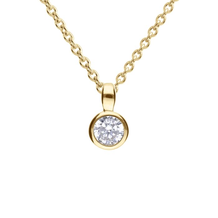 Diamonfire Yellow Gold Plated 2ct Cubic Zirconia Bezel Necklace