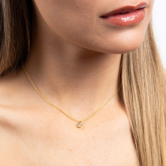 Diamonfire Yellow Gold Plated 2ct Cubic Zirconia Bezel Necklace