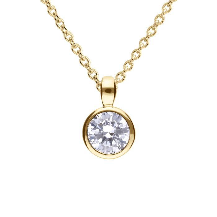 Diamonfire Yellow Gold Plated 0.50ct Cubic Zirconia Bezel Necklace