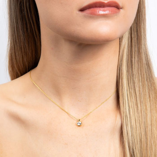 Diamonfire Yellow Gold Plated 0.50ct Cubic Zirconia Bezel Necklace