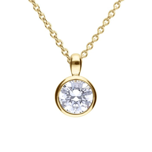 Diamonfire Yellow Gold Plated 1ct Cubic Zirconia Bezel Necklace
