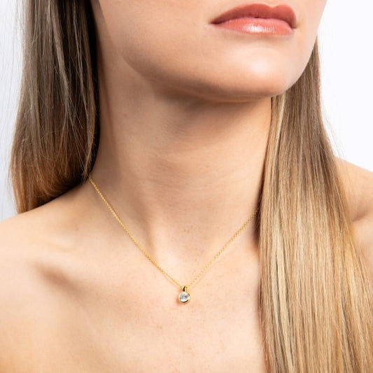 Diamonfire Yellow Gold Plated 1ct Cubic Zirconia Bezel Necklace