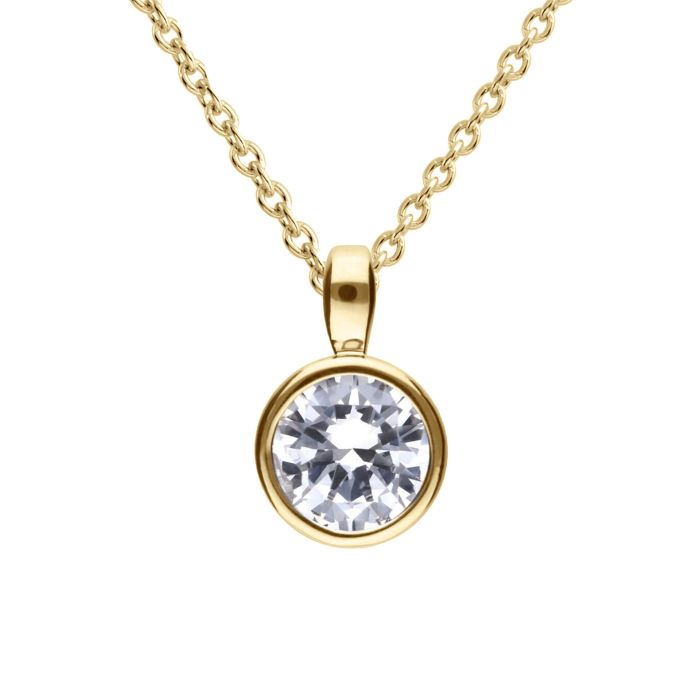 Diamonfire Yellow Gold Plated 1.5ct Cubic Zirconia Bezel Necklace