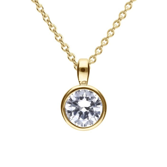 Diamonfire Yellow Gold Plated 1.5ct Cubic Zirconia Bezel Necklace