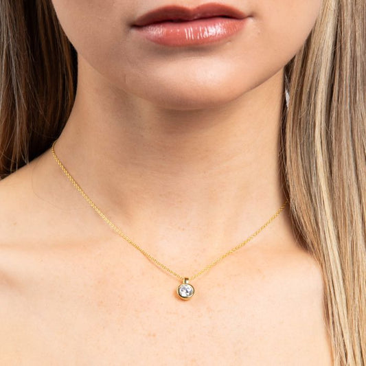 Diamonfire Yellow Gold Plated 1.5ct Cubic Zirconia Bezel Necklace