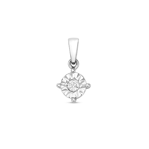 9ct White Gold 0.15ct Brilliant Cut Diamond Illusion Pendant