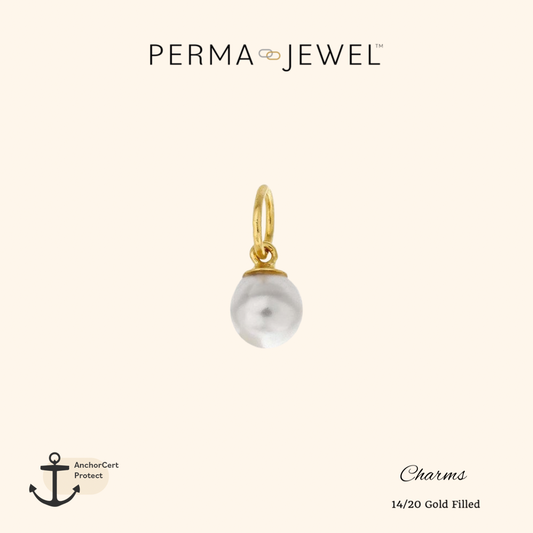 Permanent Gold Filled White Crystal Pearl Charm for Perma Bracelet
