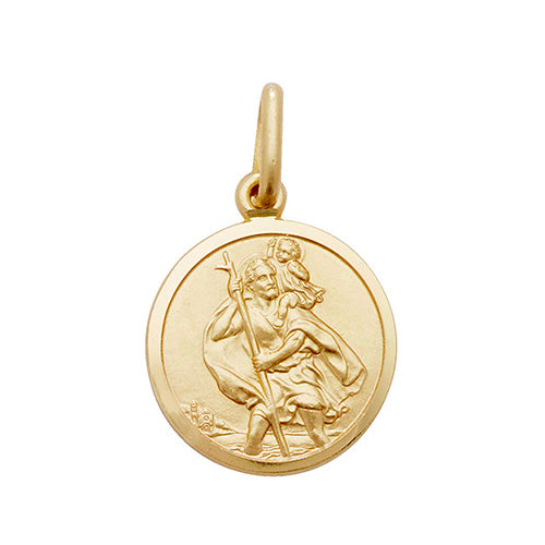 9ct Yellow Gold 14mm Round St Christopher