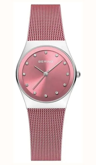 Bering Classic Pink Dial With Pink Mesh Bracelet Watch 12927-989