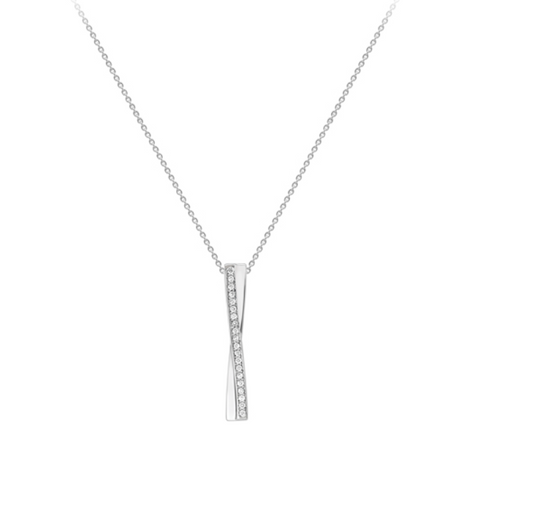 Platinum 0.08ct Diamond Crossover Necklace