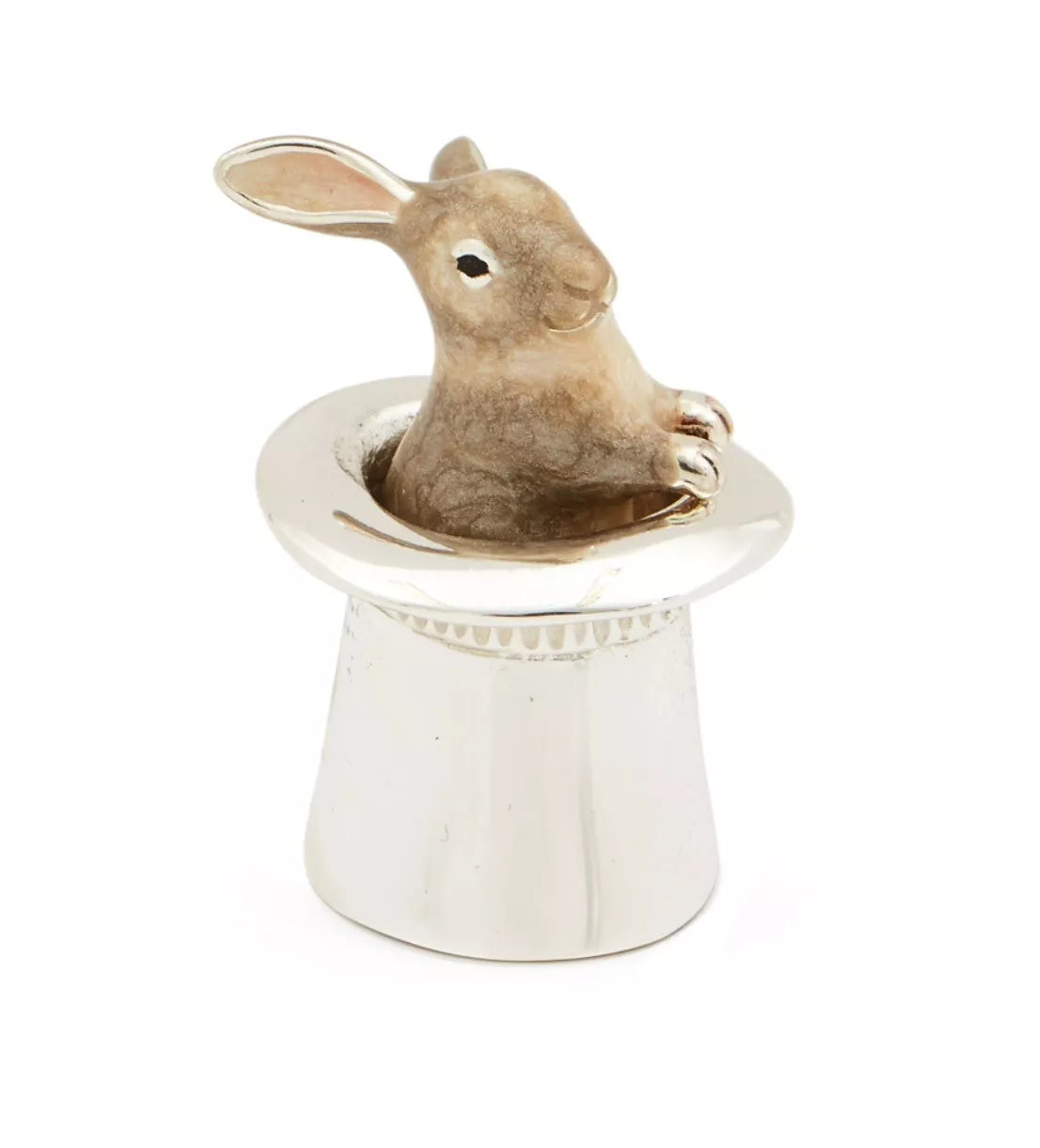 Sterling Silver Enamel Rabbit In Hat
