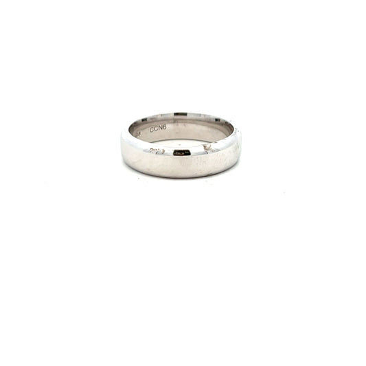 18ct White Gold 6mm Flat Luxury Court Ring Size S