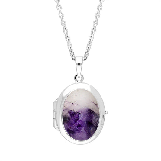 Derbyshire Blue John Sterling Silver Locket and Chain
