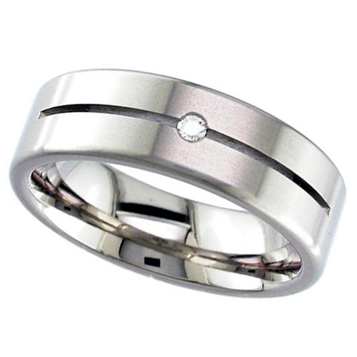 Geti Titanium 7mm Ring with Diamond Size S