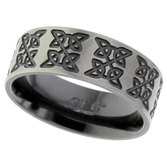 Zirconium Flat Celtic Knot Ring 8mm