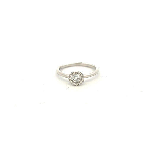 9ct White Gold Brilliant Cut Diamond Halo Ring - Judith Hart Jewellers