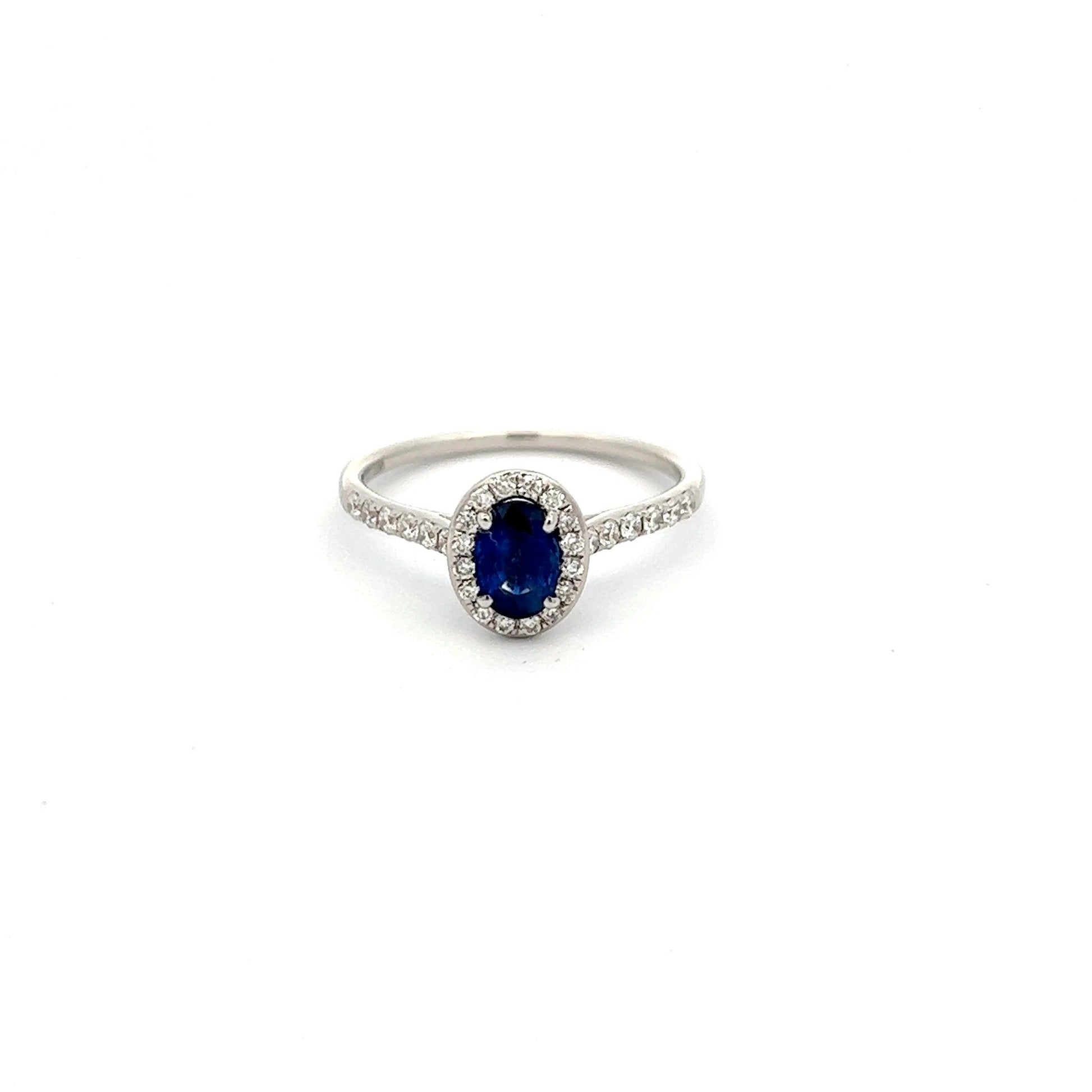 18ct White Gold Sapphire and Diamond Cluster Ring - Judith Hart Jewellers