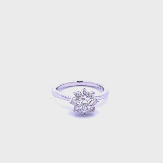 18ct White Gold Diamond 0.78ct Flower Cluster Ring