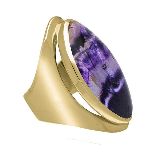 Derbyshire Blue John Large Oval Ring in 9ct Yellow Gold - Judith Hart Jewellers