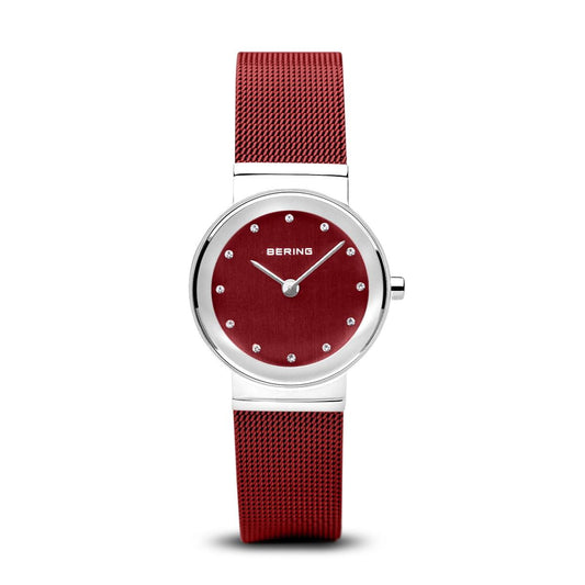 Bering Classic Red Dial Mesh Strap Watch 10126-303