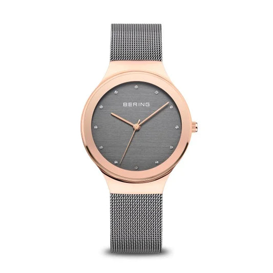 Bering Classic Rose Gold Plated Grey Dial Watch 12934-369