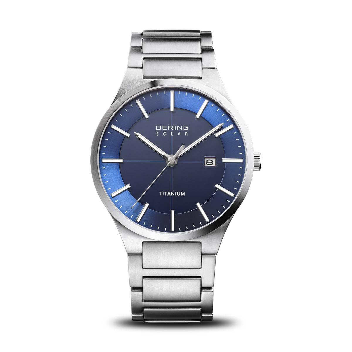 Bering Titanium Blue Dial Solar Powered Watch 15239-777 - Judith Hart Jewellers