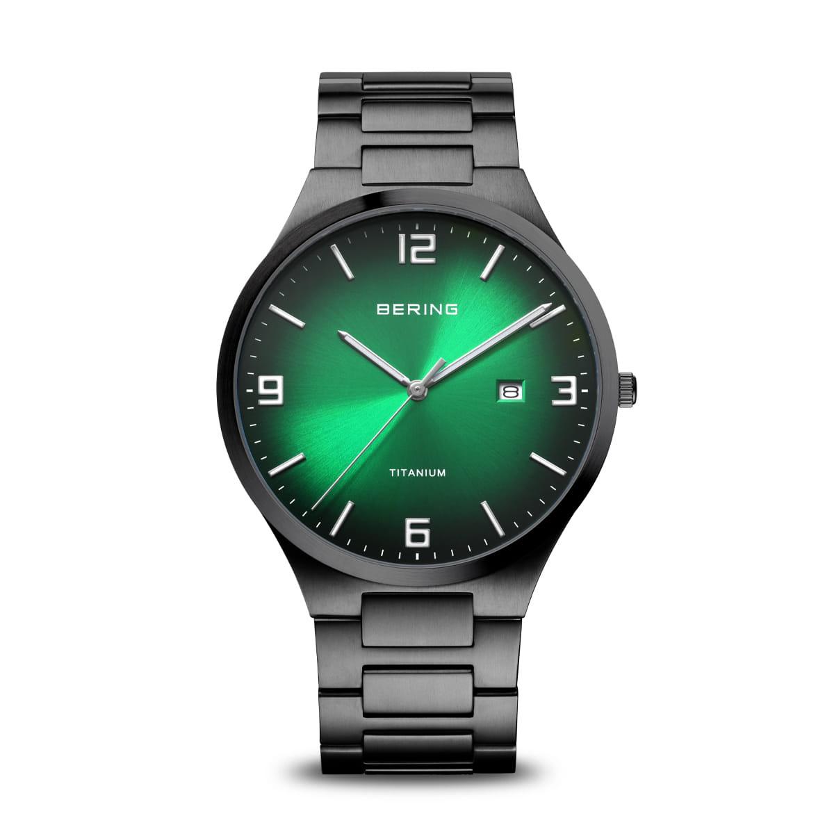 Bering Titanium Green Dial Watch 15240-728