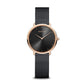 Bering Ultra Slim Rose Gold Plated Black Dial Mesh Strap Watch 15729-166