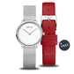 Bering Ultra Slim Mesh Strap and Red Strap Watch 15729-604