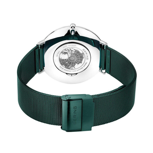 Bering Ultra Slim Polished Green Dial Watch 15739-808 - Judith Hart Jewellers