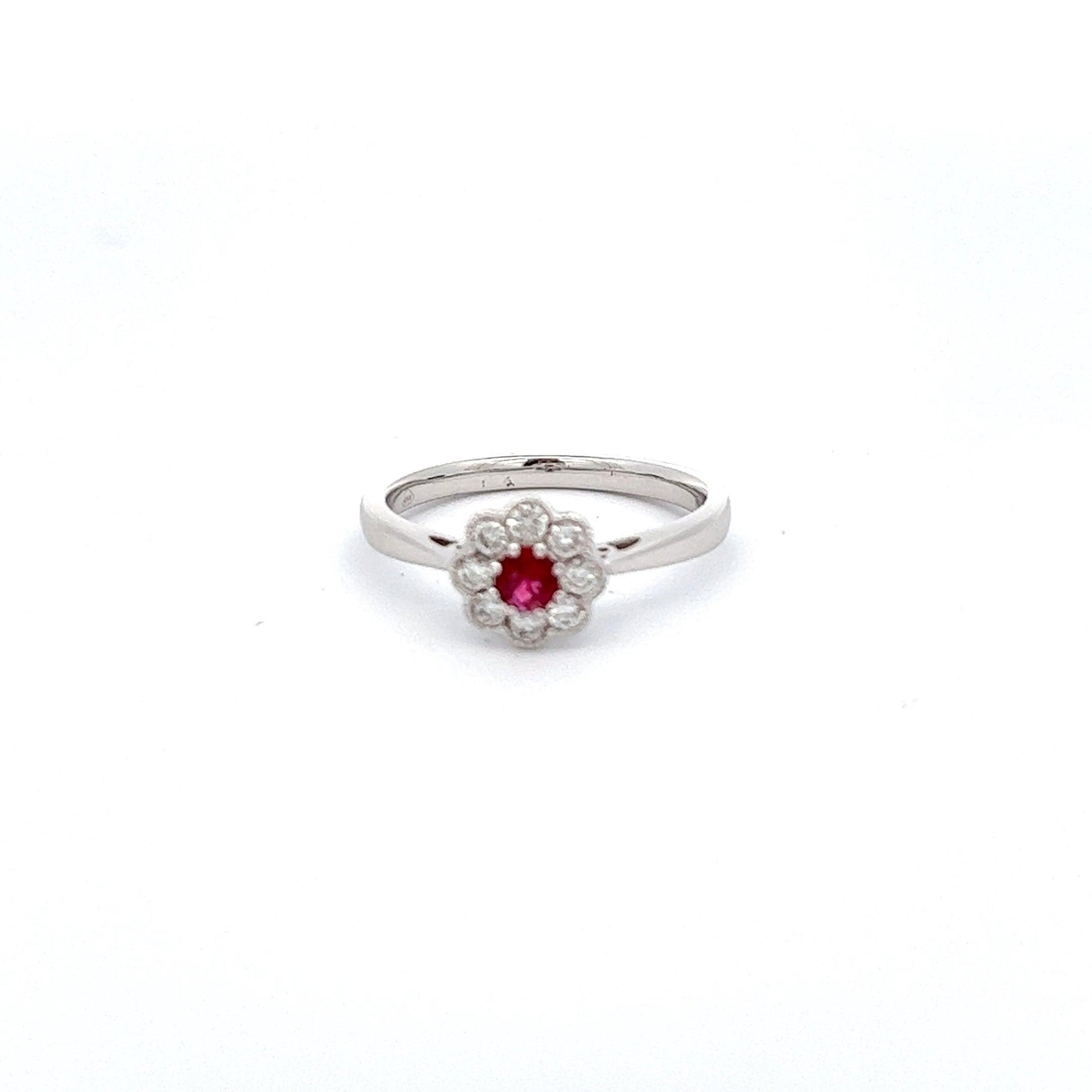18ct White Gold Ruby and Diamond Ring - Judith Hart Jewellers