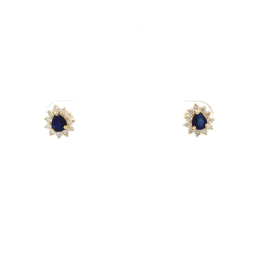 9ct Yellow Gold Sapphire and Diamond Cluster Stud Earrings - Judith Hart Jewellers