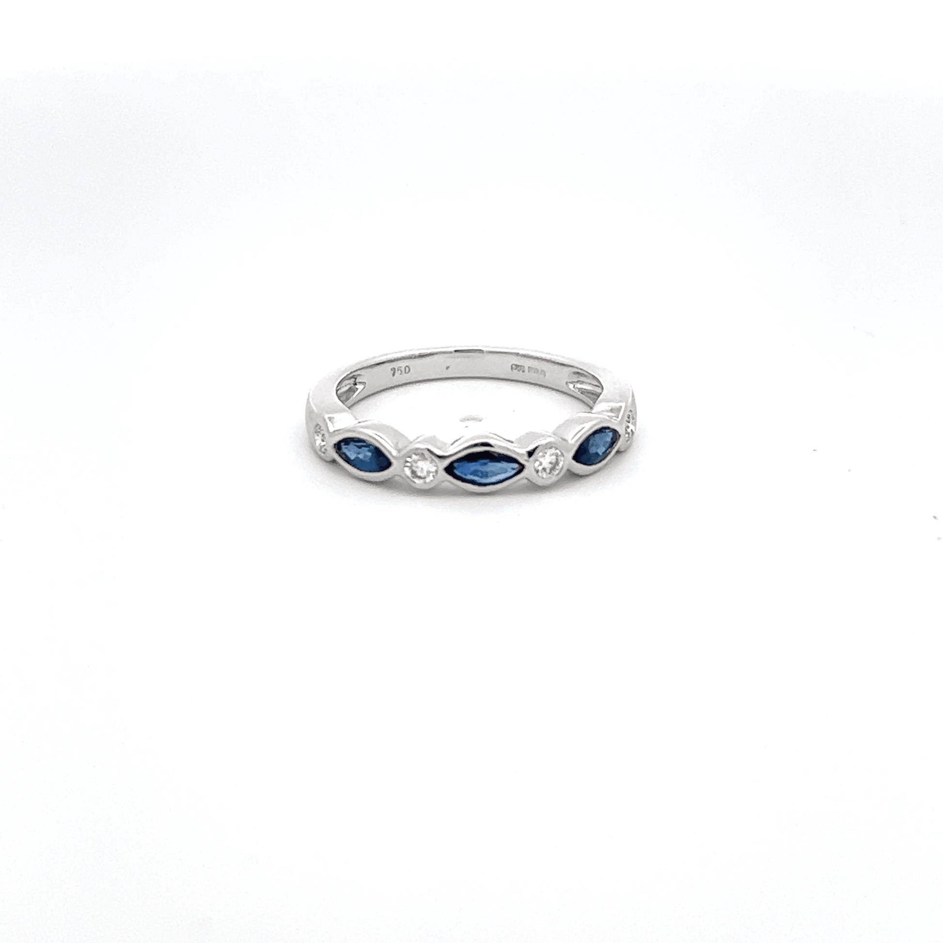 18ct White Gold Marquise Cut Sapphire and Diamond Ring - Judith Hart Jewellers