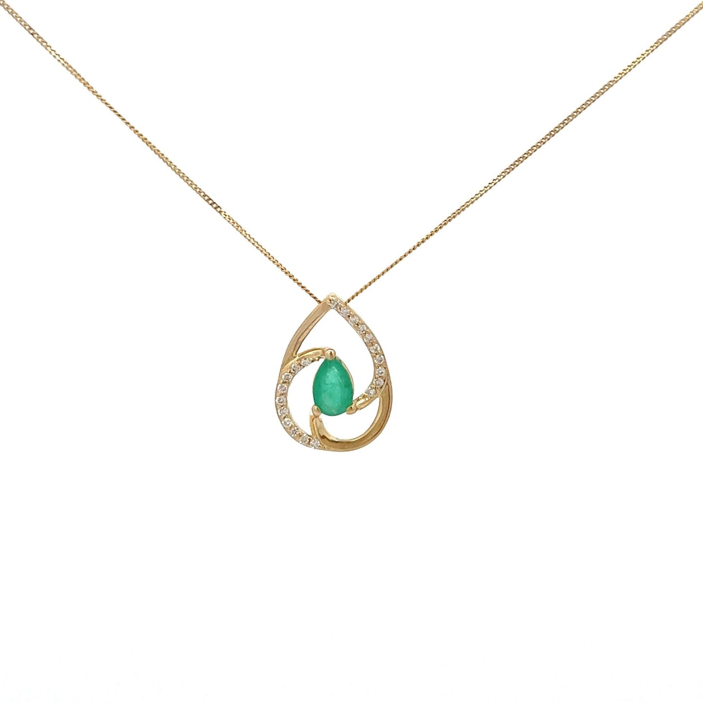9ct Yellow Gold Emerald and Diamond Necklace - Judith Hart Jewellers