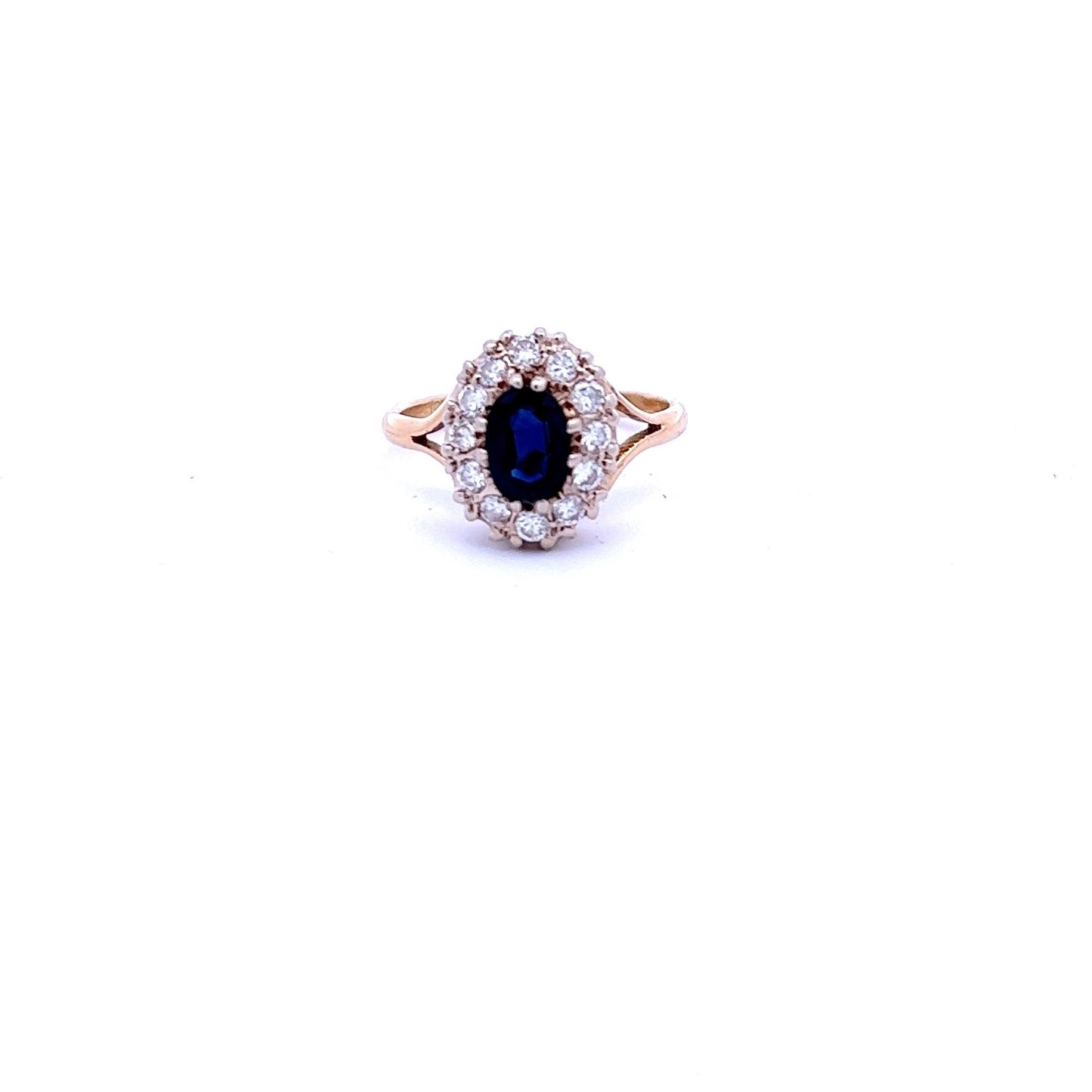 Pre-Owned 18ct Yellow Gold Sapphire and Diamond Cluster Ring - Judith Hart Jewellers