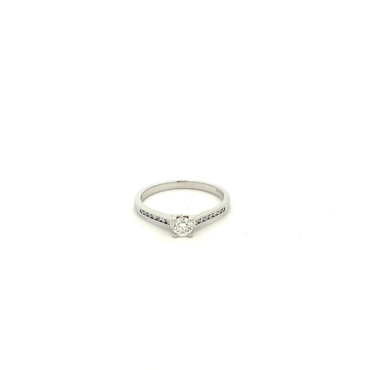 18ct White Gold 0.28ct Brilliant Cut Diamond Ring with Diamond Shoulders