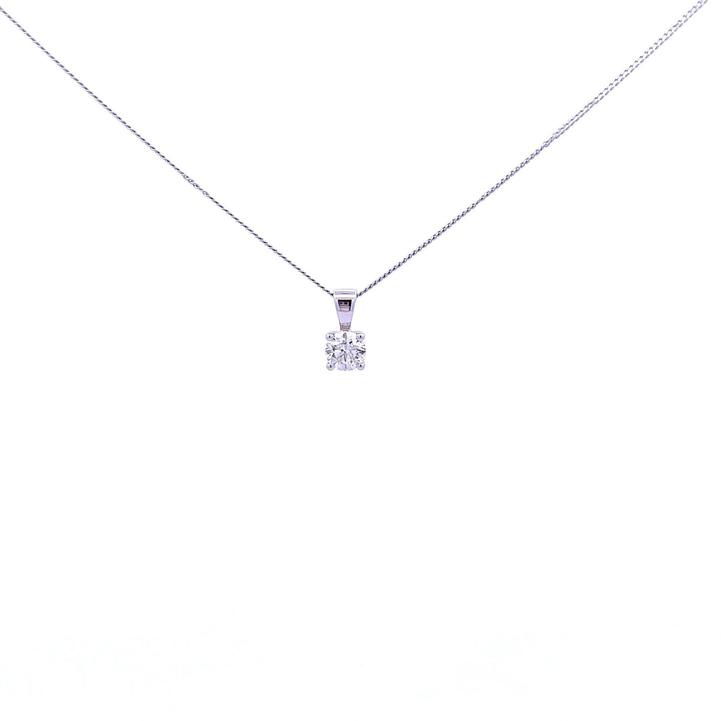 18ct White Gold Brilliant Cut Diamond Pendant and Chain - Judith Hart Jewellers
