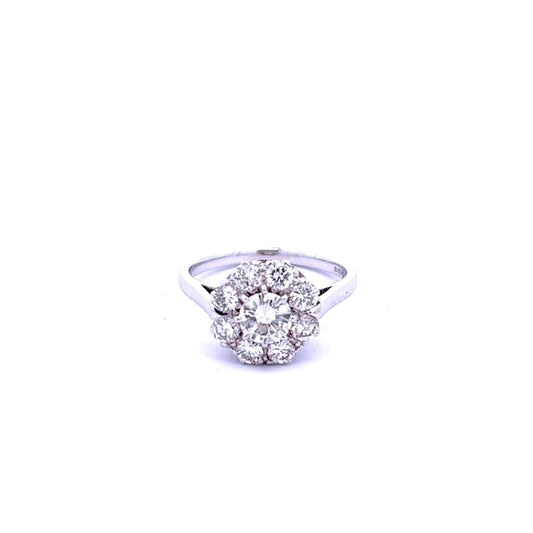 18ct White Gold Diamond Flower Cluster Ring - Judith Hart Jewellers