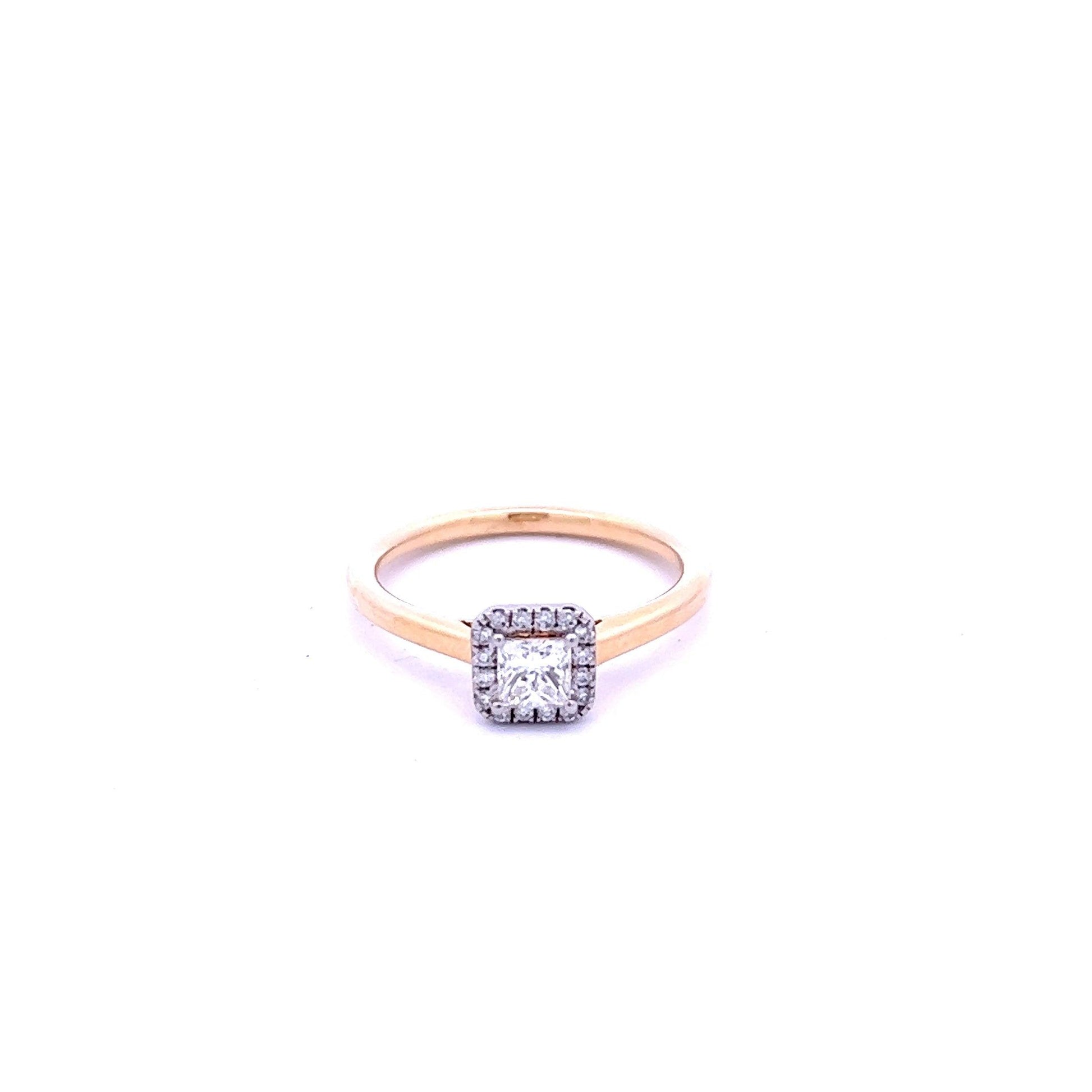 18ct Yellow Gold Princess Cut Diamond Halo Ring - Judith Hart Jewellers