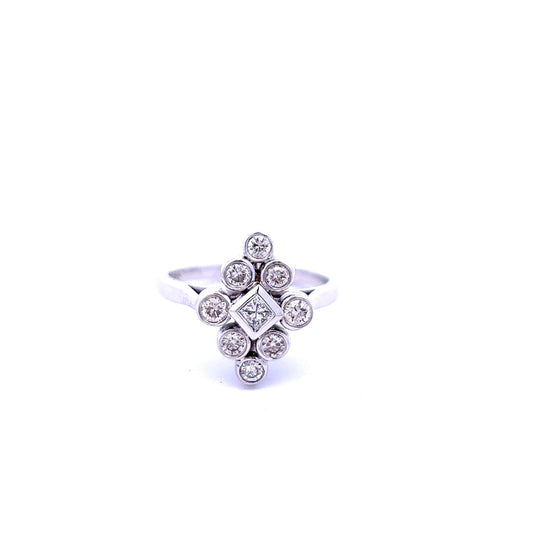 18ct White Gold Diamond Cluster Ring - Judith Hart Jewellers