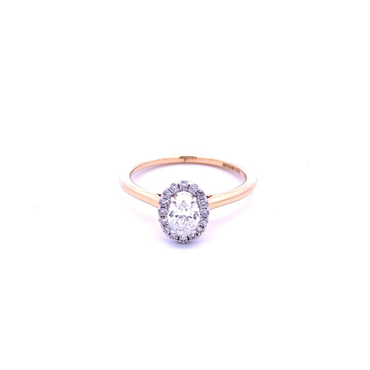 18ct White Gold Oval Diamond Halo Ring - Judith Hart Jewellers