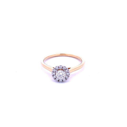 18ct Yellow Gold Brilliant Cut Diamond Halo Ring - Judith Hart Jewellers