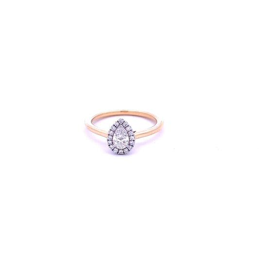 18ct Yellow Gold Pear Cut Diamond Halo Ring - Judith Hart Jewellers