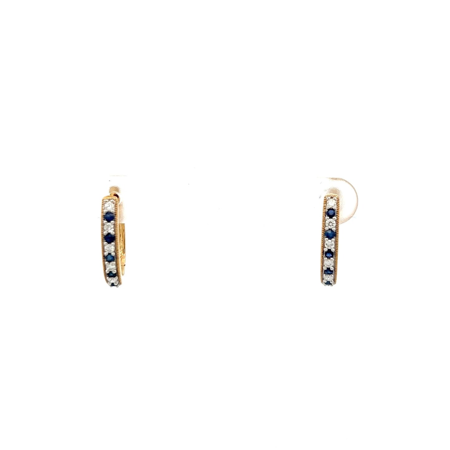 9ct Yellow Gold Sapphire and Diamond Hoop Earrings - Judith Hart Jewellers