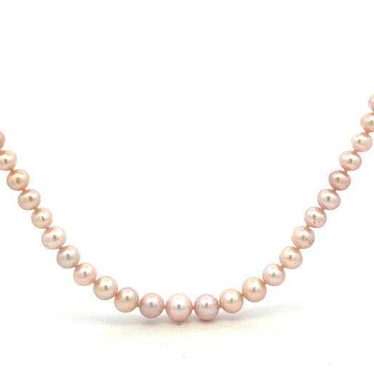 17" Pink Freshwater Cultured Pearl Necklace with 18ct Yellow Gold Polished Ball Clasp - Judith Hart Jewellers